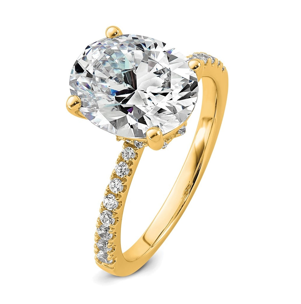 14k Yellow Or White Gold Certified Lab Grown Diamond VS+ F+ Oval Complete Solitaire Engagement Ring