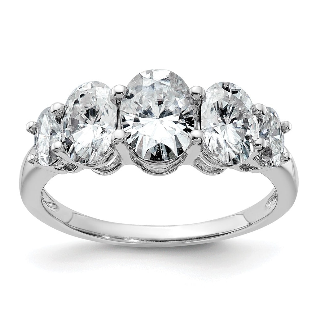 14k White Gold 3 1/2 carat Lab Grown Diamond VS+ F+ Complete Five Stone Band