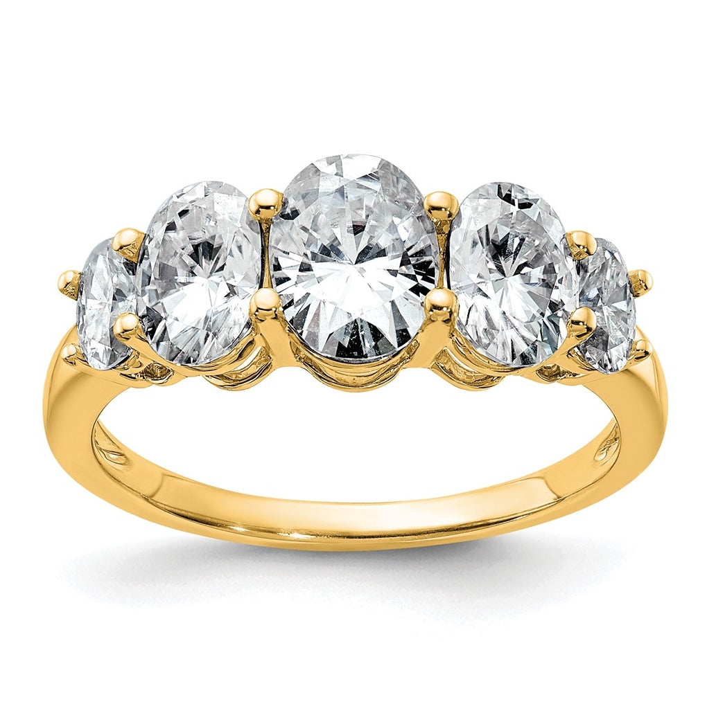 14k Yellow Gold 3 1/2 carat Lab Grown Diamond VS+ F+ Complete Five Stone Band