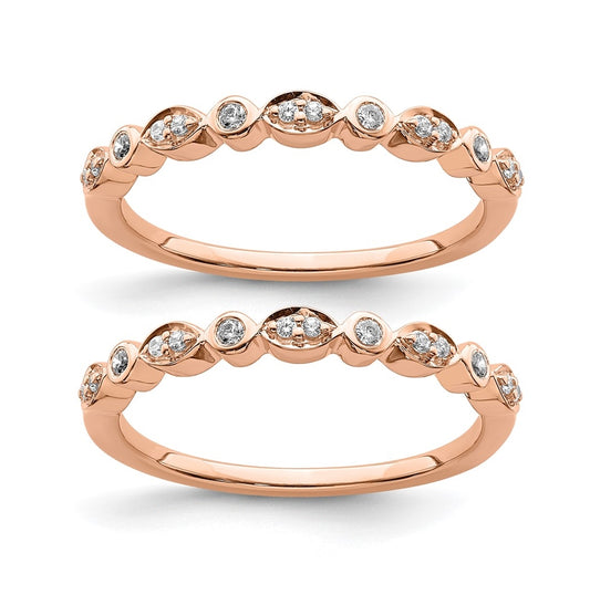 Blooming Bridal 14k Rose Gold 1/5 carat Diamond Set of 2 Complete Wedding Bands