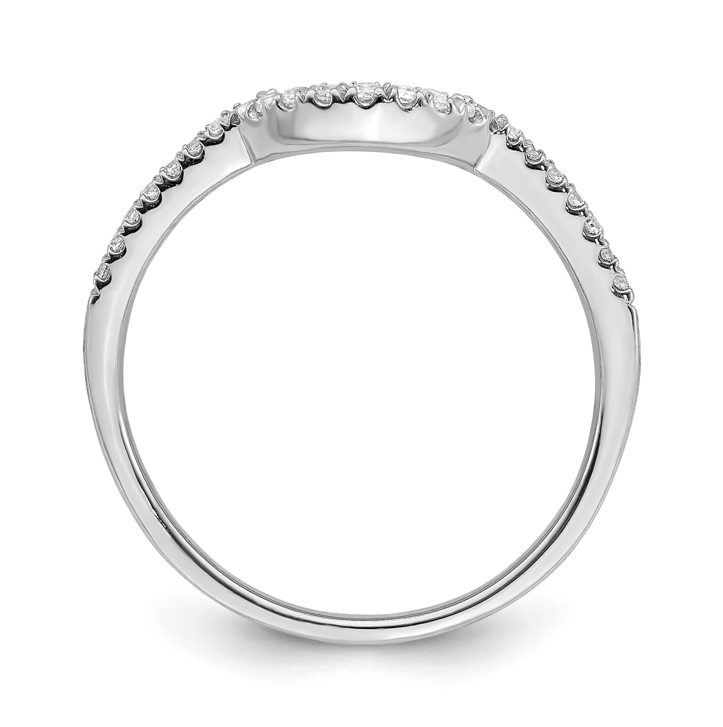 14k White Gold 1/8 carat Diamond Contoured Complete Wedding Band,