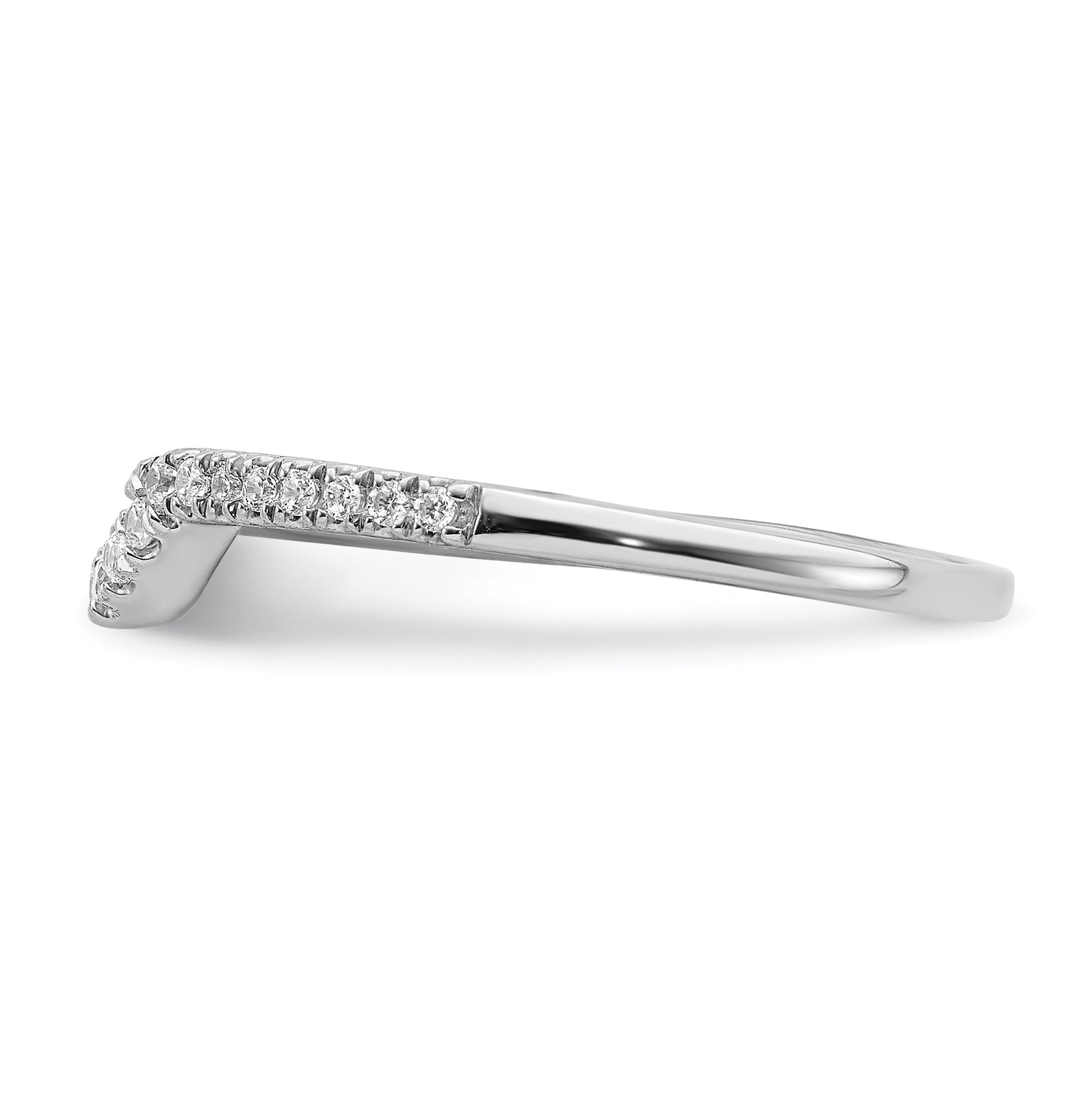 14k White Gold 1/8 carat Diamond Contoured Complete Wedding Band,