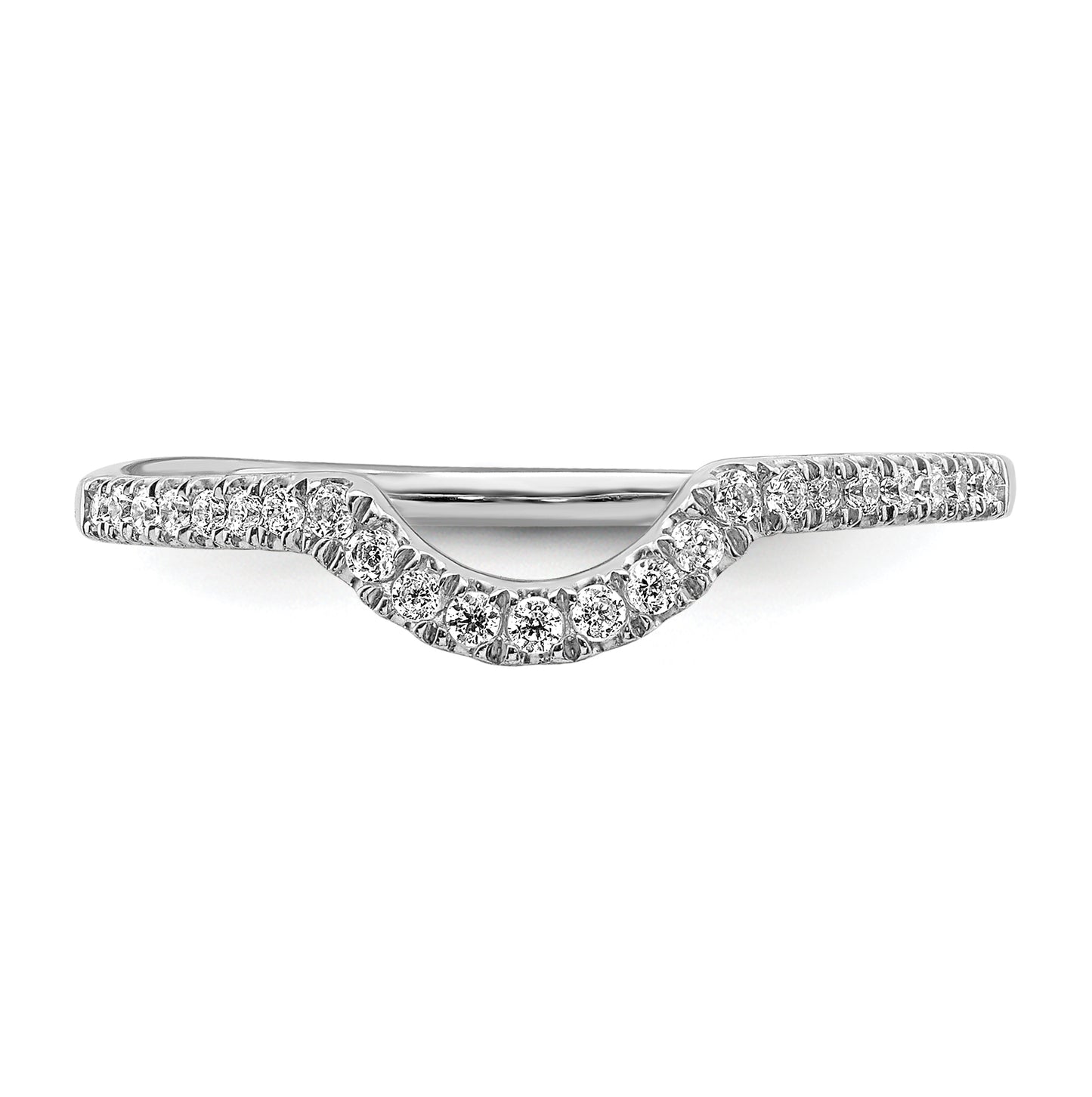 14k White Gold 1/8 carat Diamond Contoured Complete Wedding Band,