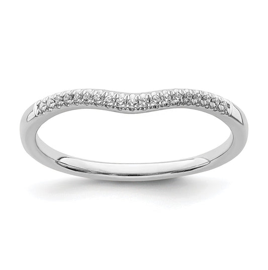 Blooming Bridal 14k White Gold 1/15 carat Diamond Contoured Complete Wedding Band