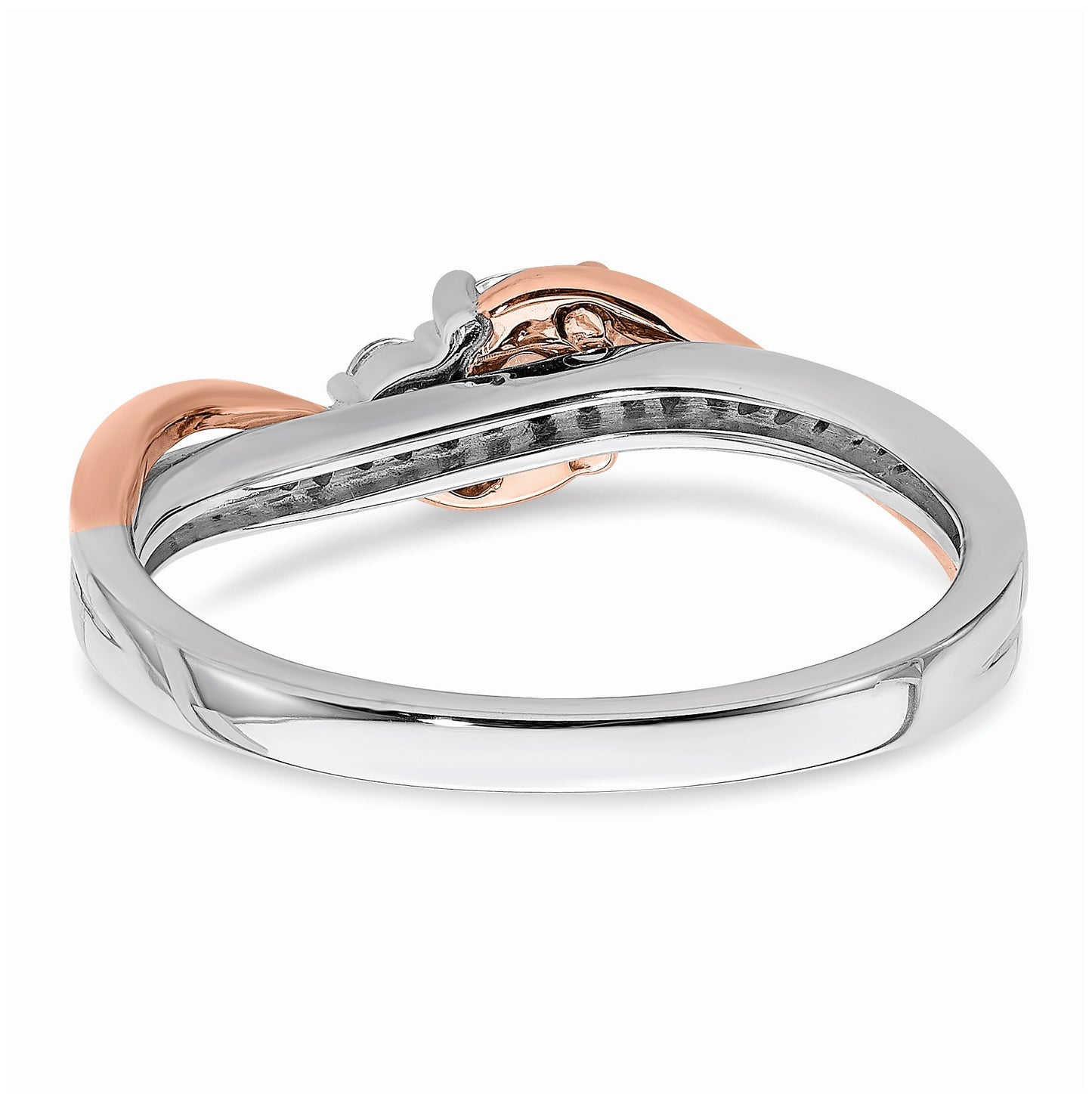 10k White and Rose Gold (Holds 1/4 carat (4.1mm) Round Center) 1/8 carat Diamond Semi-mount Engagement Ring