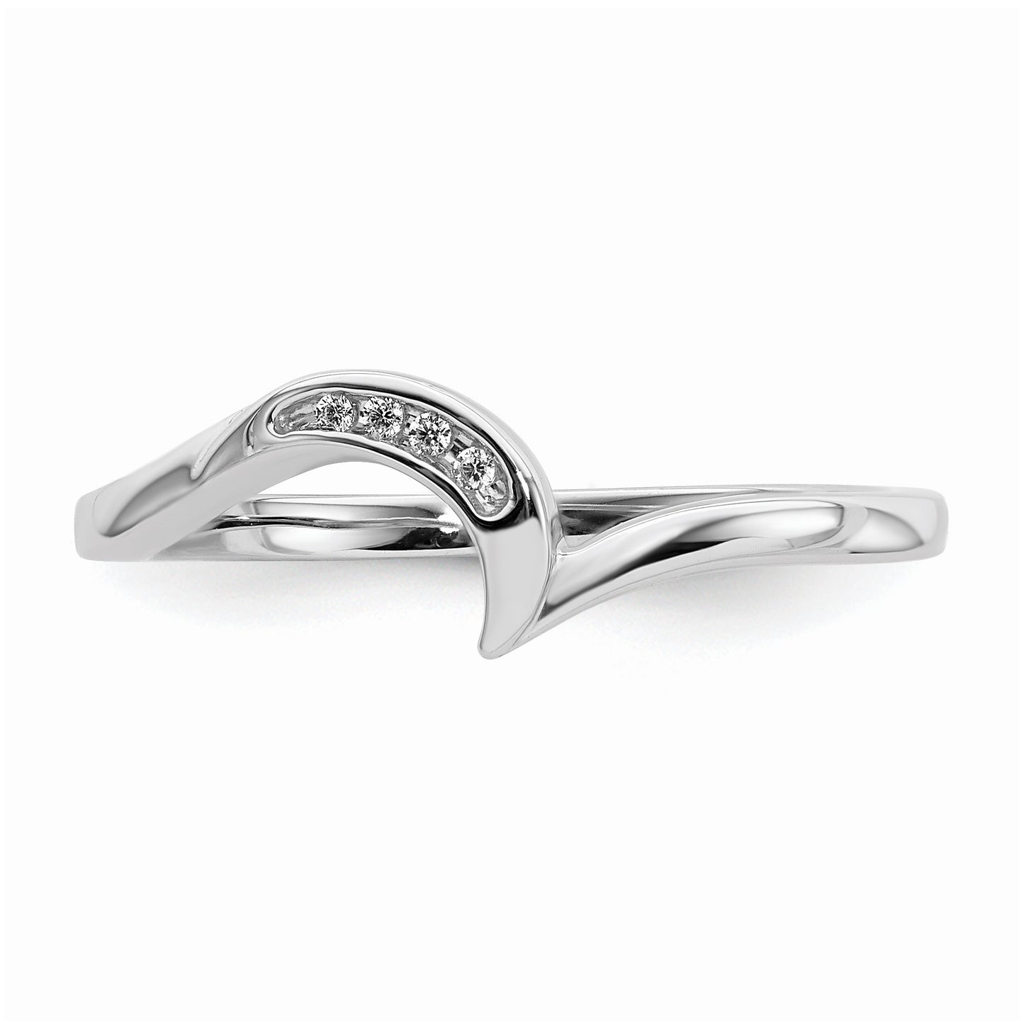 10k White Gold .02 carat Diamond Contoured Complete Wedding Band