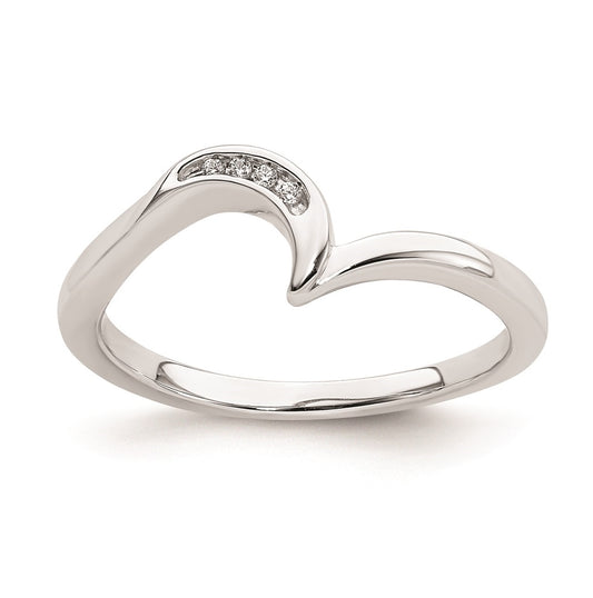 10k White Gold .02 carat Diamond Contoured Complete Wedding Band