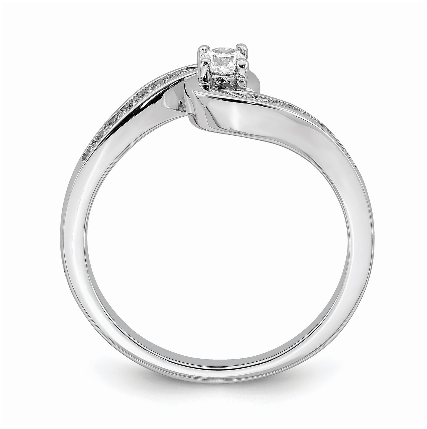 10k White Gold Bypass 1/5 carat Diamond Complete Engagement Ring, 4.72 mm
