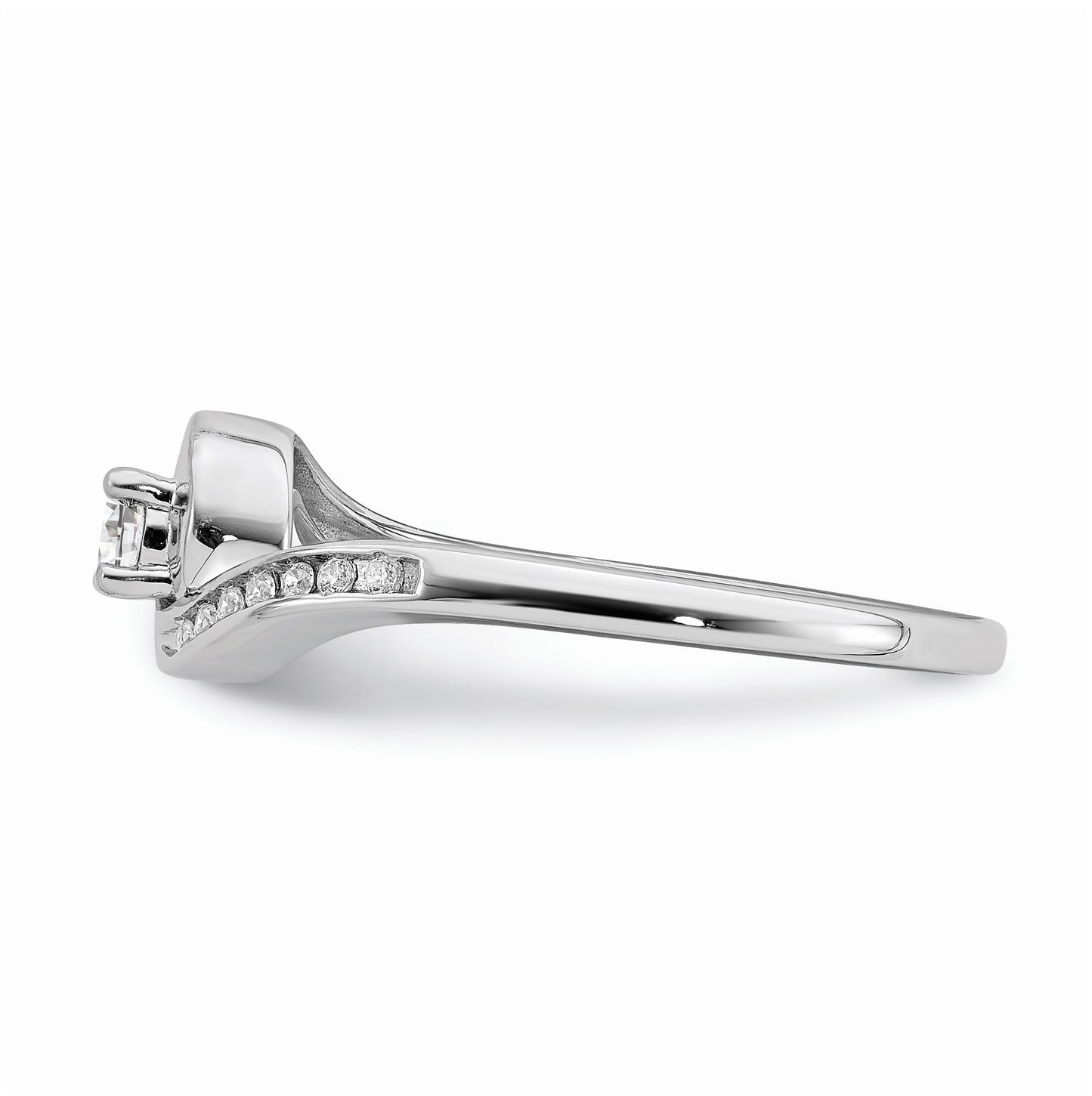 10k White Gold Bypass 1/5 carat Diamond Complete Engagement Ring, 4.72 mm