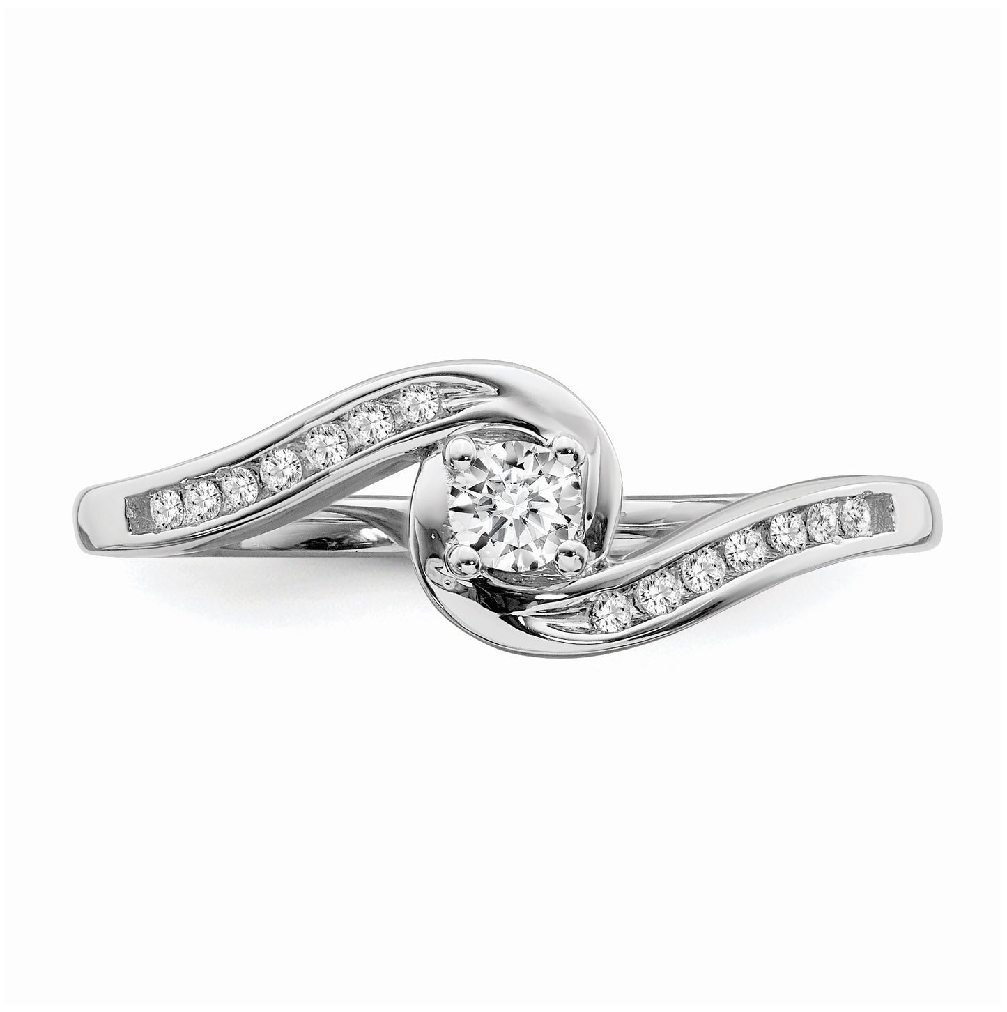10k White Gold Bypass 1/5 carat Diamond Complete Engagement Ring, 4.72 mm