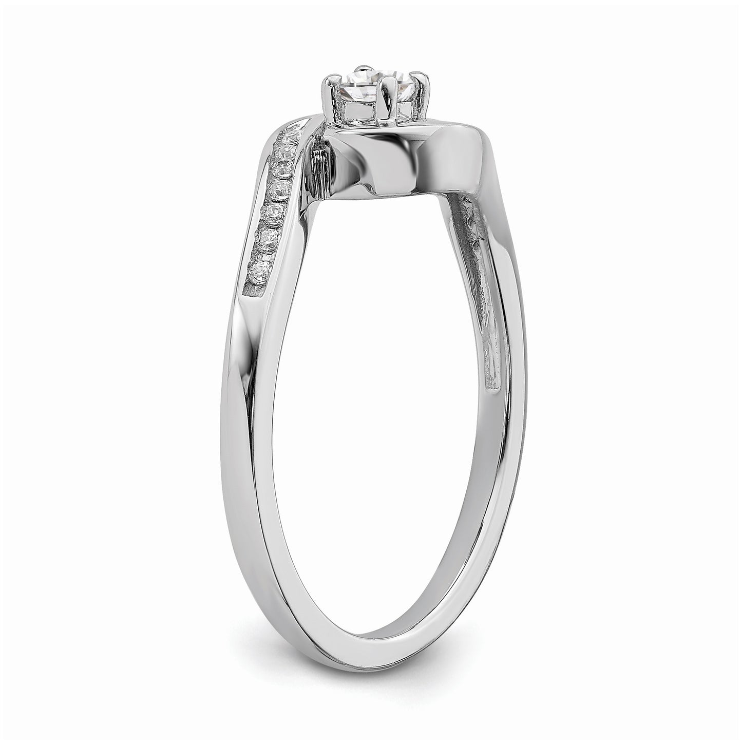 10k White Gold Bypass 1/5 carat Diamond Complete Engagement Ring, 4.72 mm