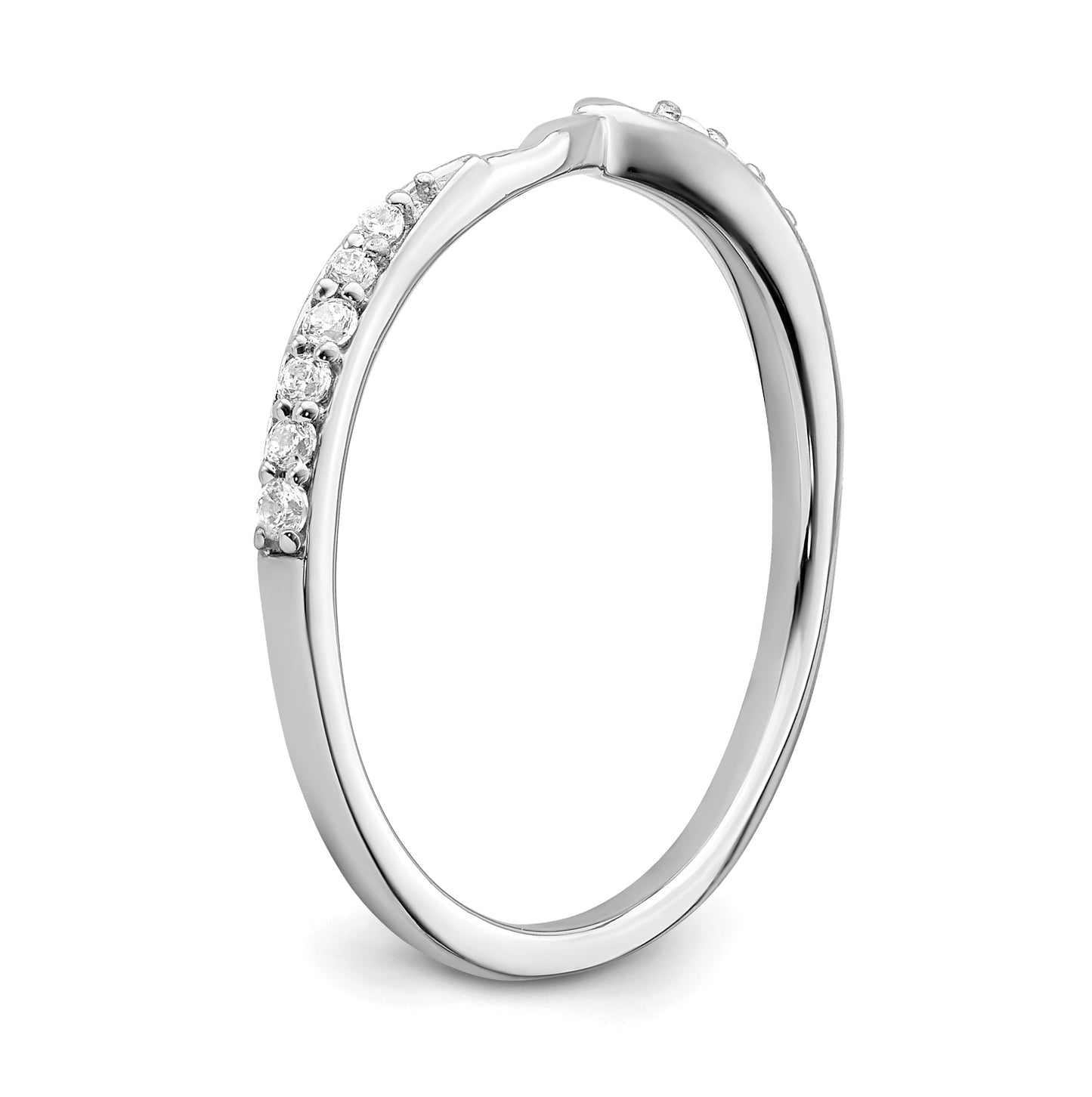 10k White Gold 1/15 carat Diamond Contoured Complete Wedding Band