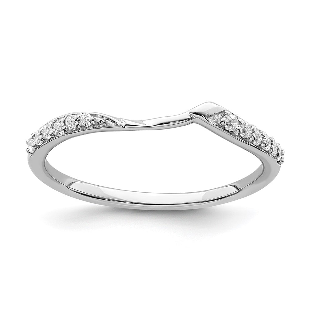 10k White Gold 1/15 carat Diamond Contoured Complete Wedding Band