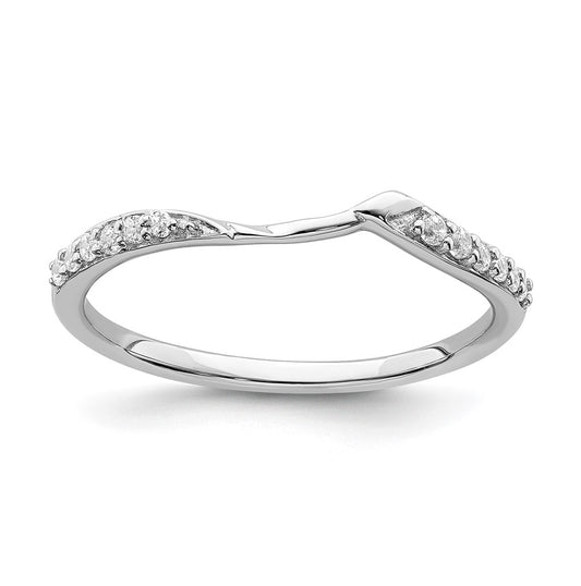 10k White Gold 1/15 carat Diamond Contoured Complete Wedding Band