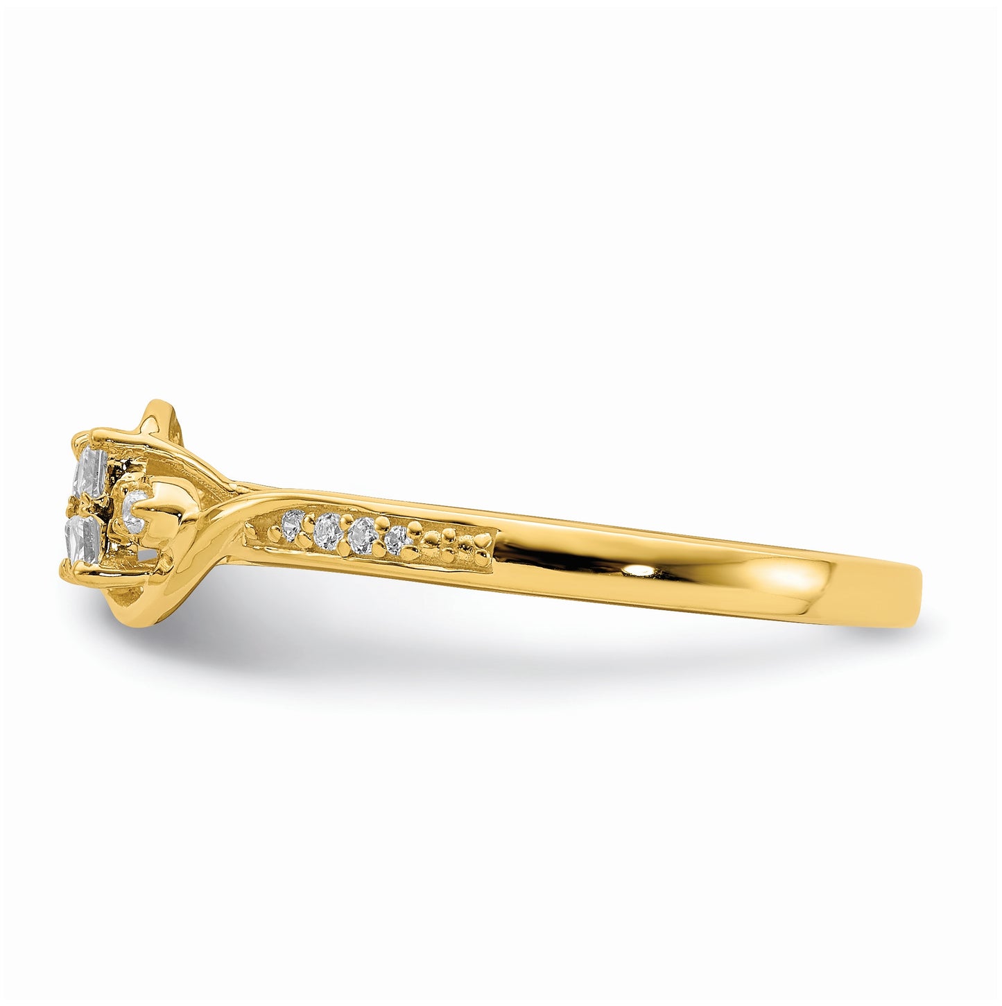 10k Yellow Gold Bypass Cluster 1/5 carat Diamond Complete Engagement Ring