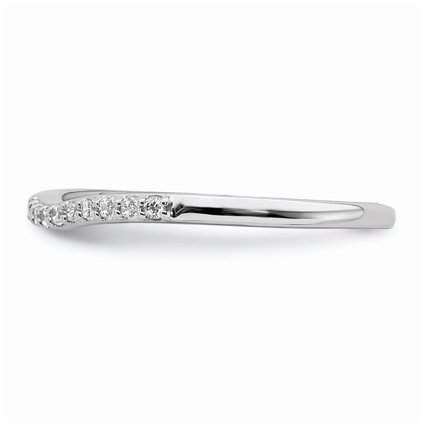 10k White Gold 1/10 carat Diamond Contoured Complete Wedding Band