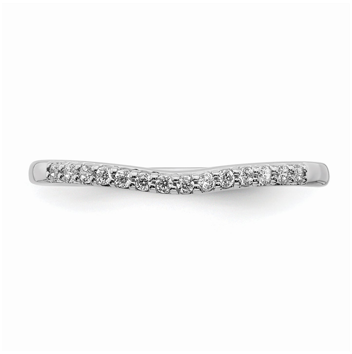 10k White Gold 1/10 carat Diamond Contoured Complete Wedding Band