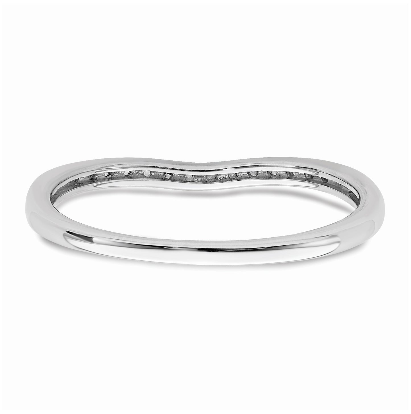 10k White Gold 1/10 carat Diamond Contoured Complete Wedding Band