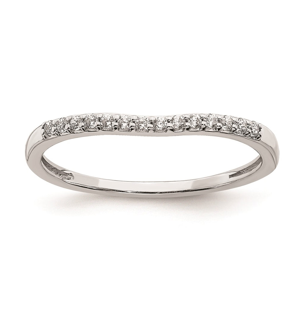 10k White Gold 1/10 carat Diamond Contoured Complete Wedding Band