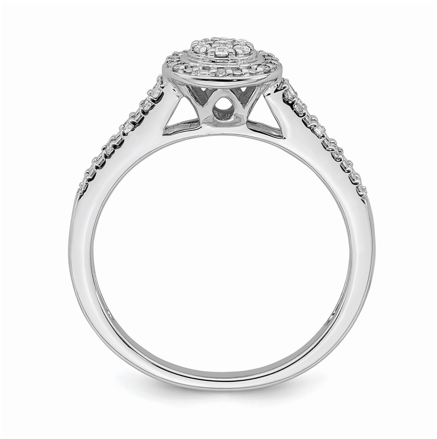10k White Gold Halo Cluster 1/6 carat Diamond Complete Engagement Ring