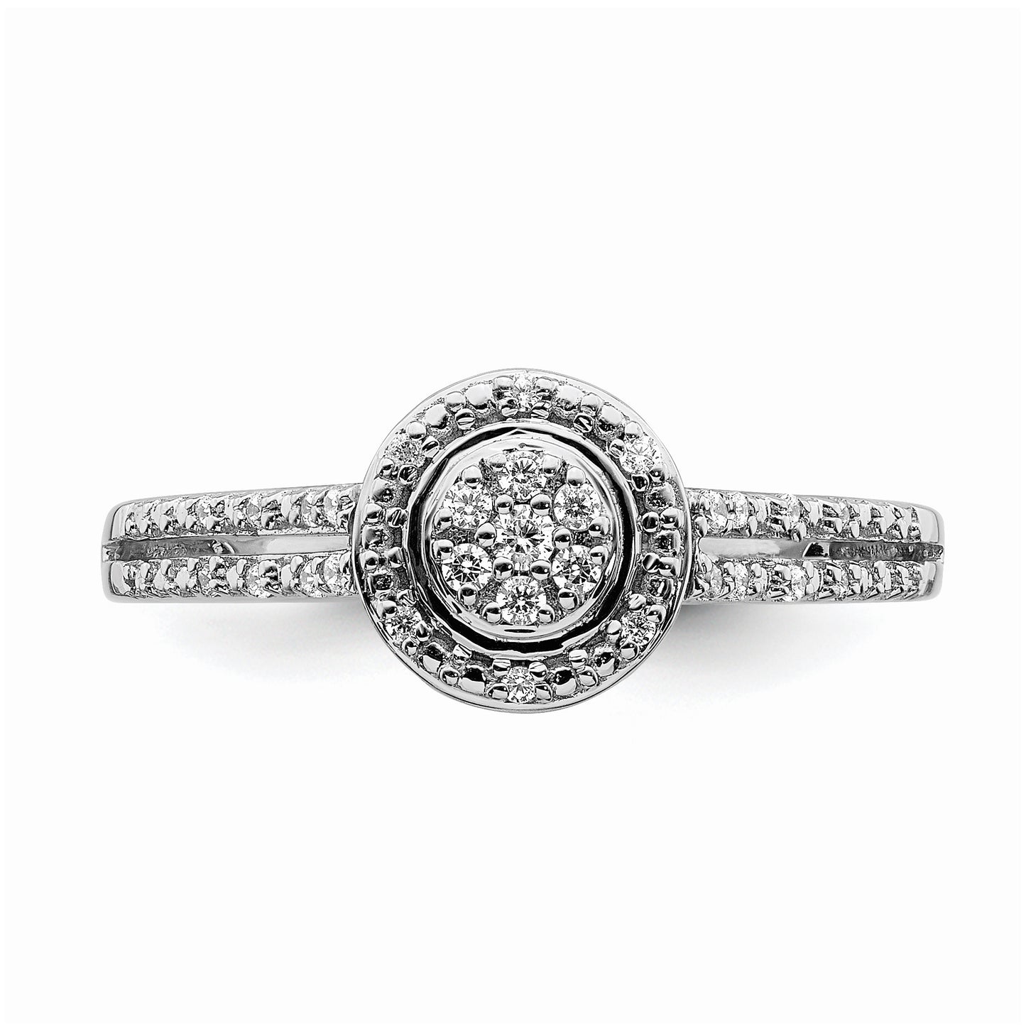 10k White Gold Halo Cluster 1/6 carat Diamond Complete Engagement Ring