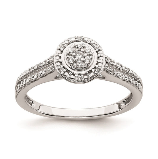 10k White Gold Halo Cluster 1/6 carat Diamond Complete Engagement Ring