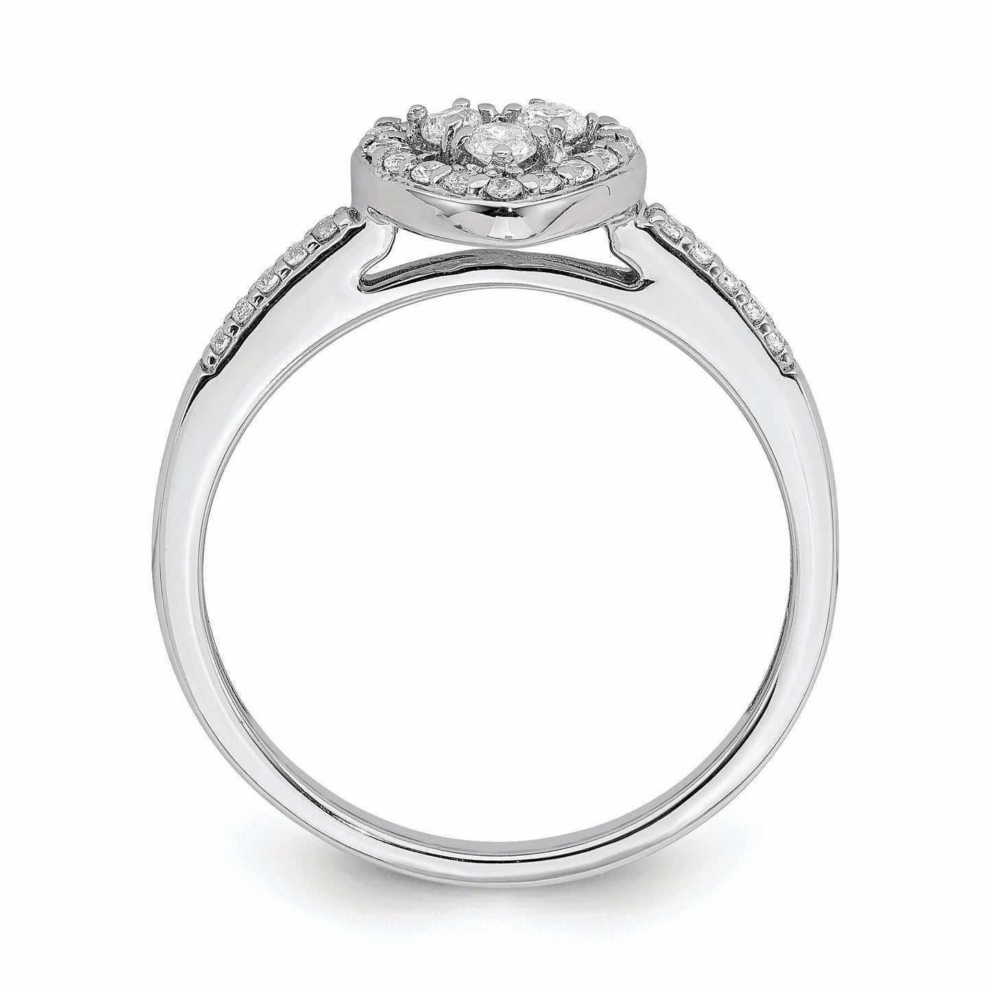 10k White Gold Heart Halo Cluster 1/4 carat Diamond Complete Engagement Ring