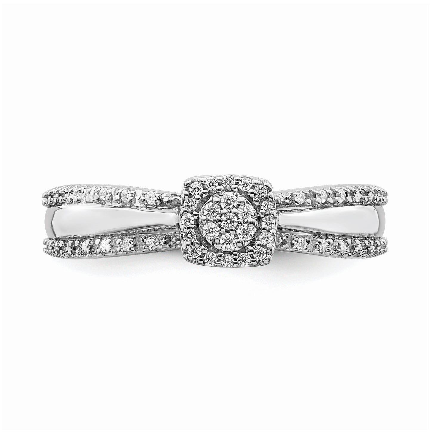 10k White Gold Halo Cluster 1/8 carat Diamond Complete Engagement Ring