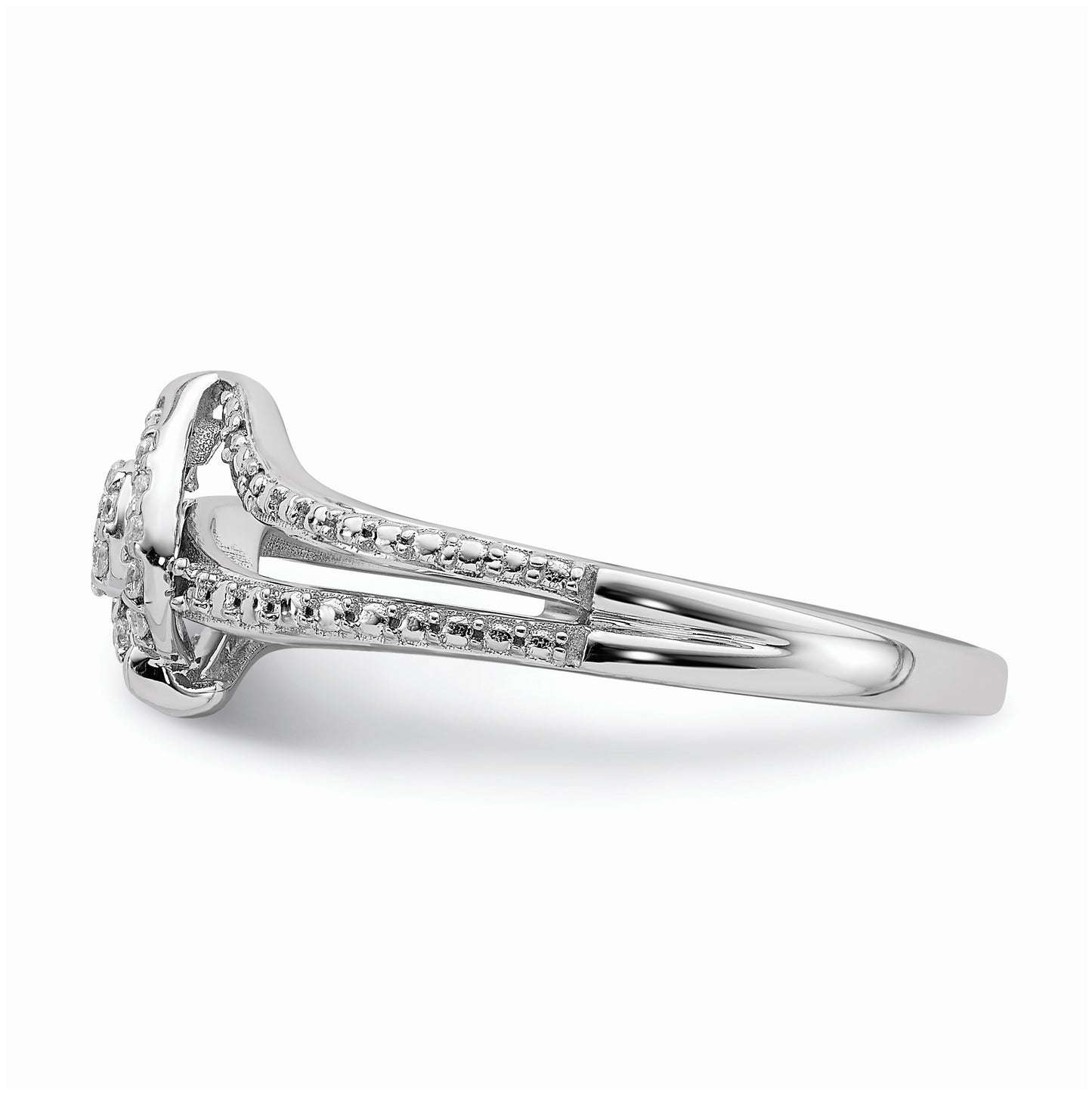 10k White Gold Halo Cluster 1/10 carat Diamond Complete Engagement Ring