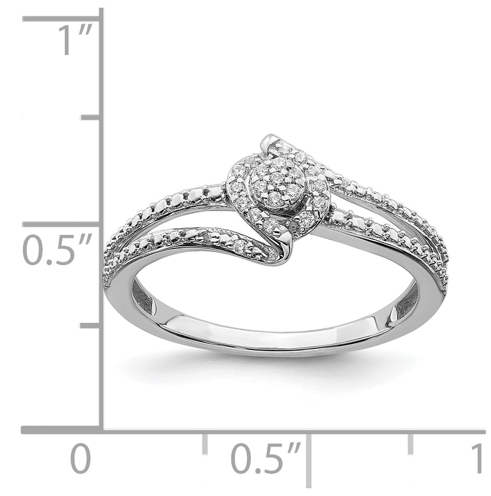 10k White Gold Halo Cluster 1/10 carat Diamond Complete Engagement Ring