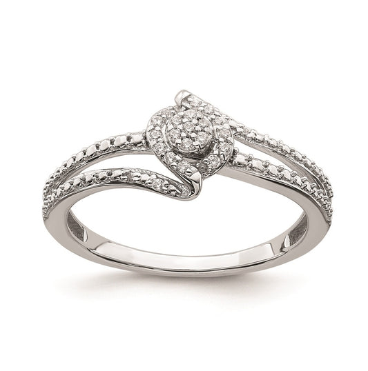10k White Gold Halo Cluster 1/10 carat Diamond Complete Engagement Ring