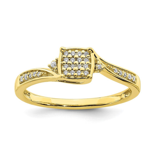 10k Yellow Gold Diamond Cluster Engagement Ring