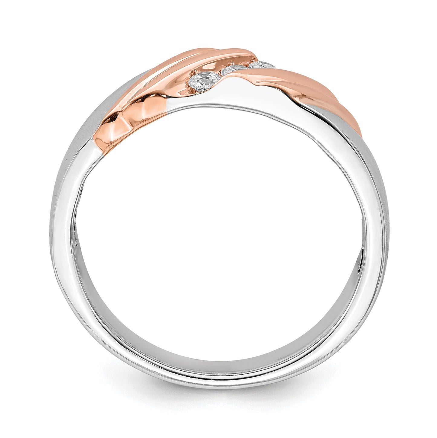 14k White and Rose Gold 3-Stone 1/6 carat Diamond Complete Men's Band