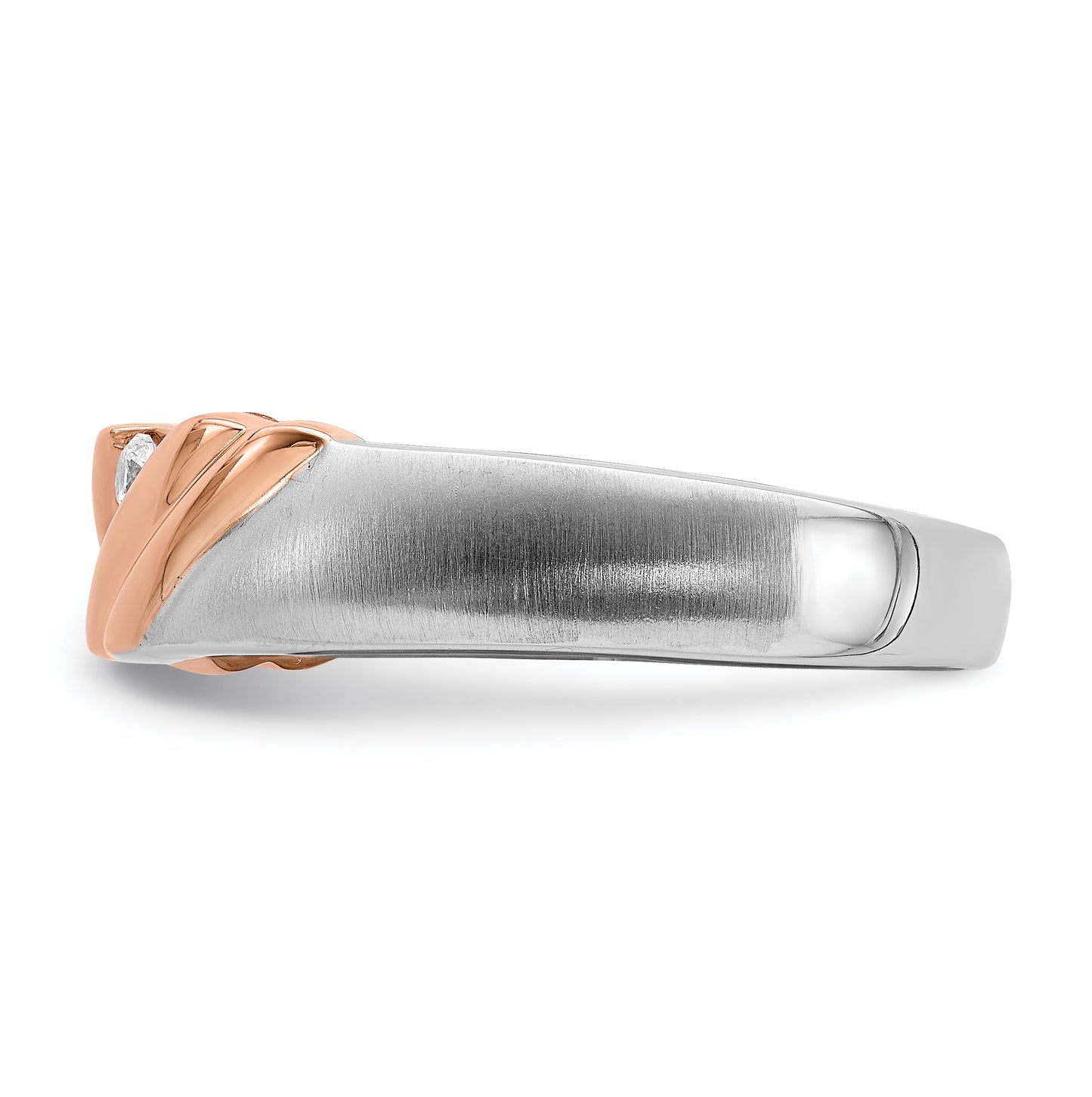14k White and Rose Gold 3-Stone 1/6 carat Diamond Complete Men's Band