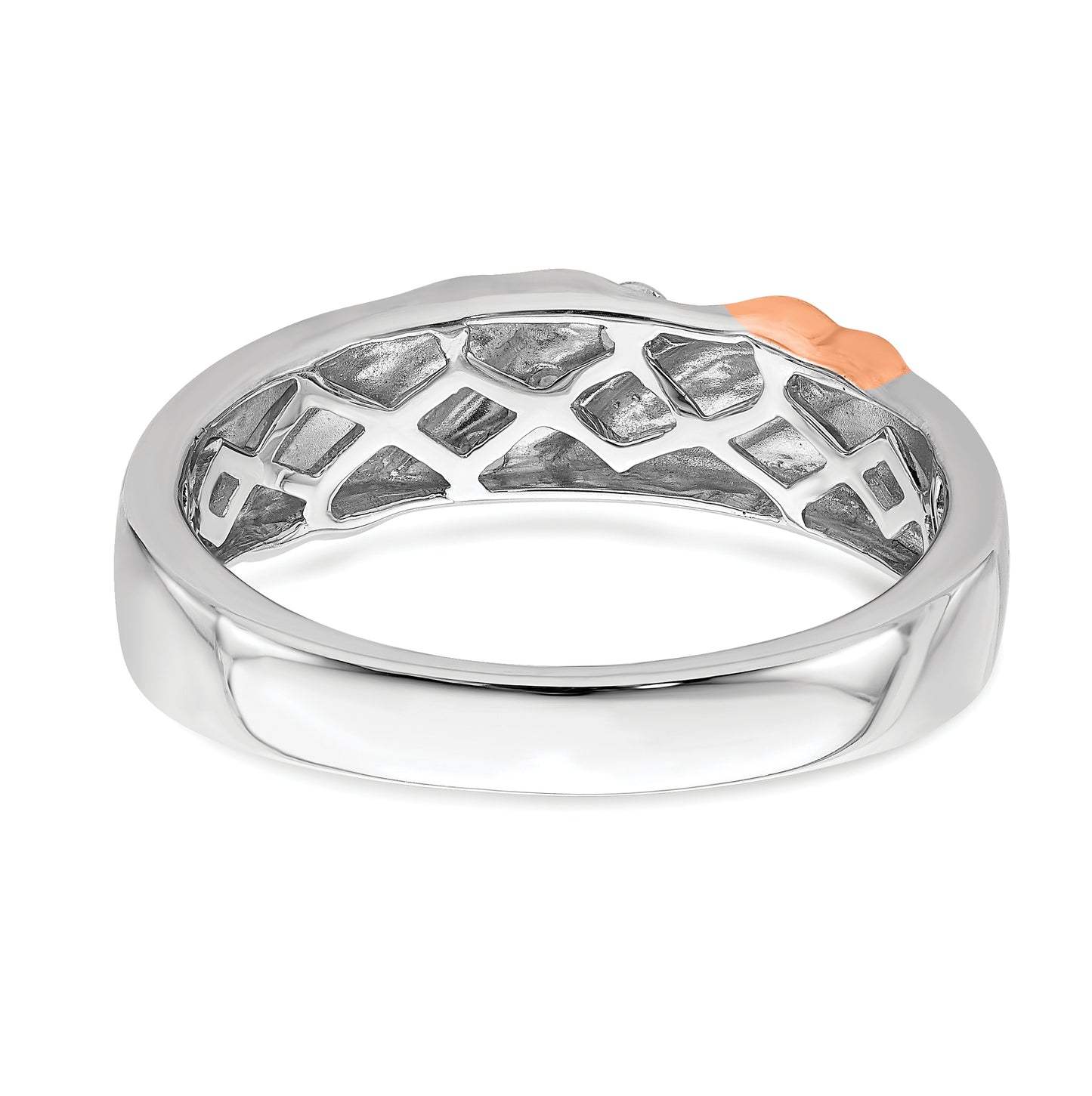 14k White and Rose Gold 3-Stone 1/6 carat Diamond Complete Men's Band