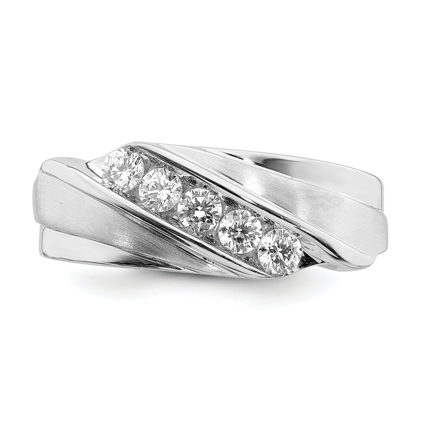 14k White Gold 5-Stone 1/2 carat Diamond Complete Men's Band