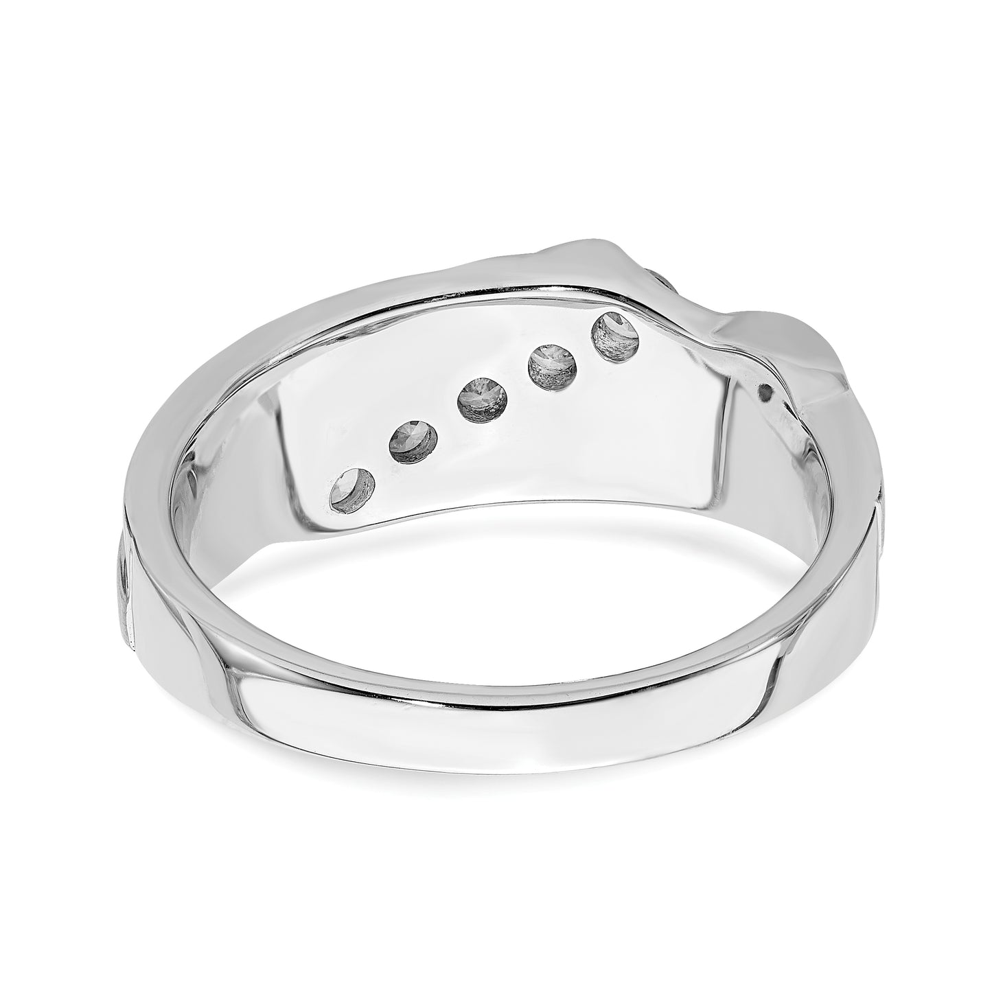 14k White Gold 5-Stone 1/2 carat Diamond Complete Men's Band