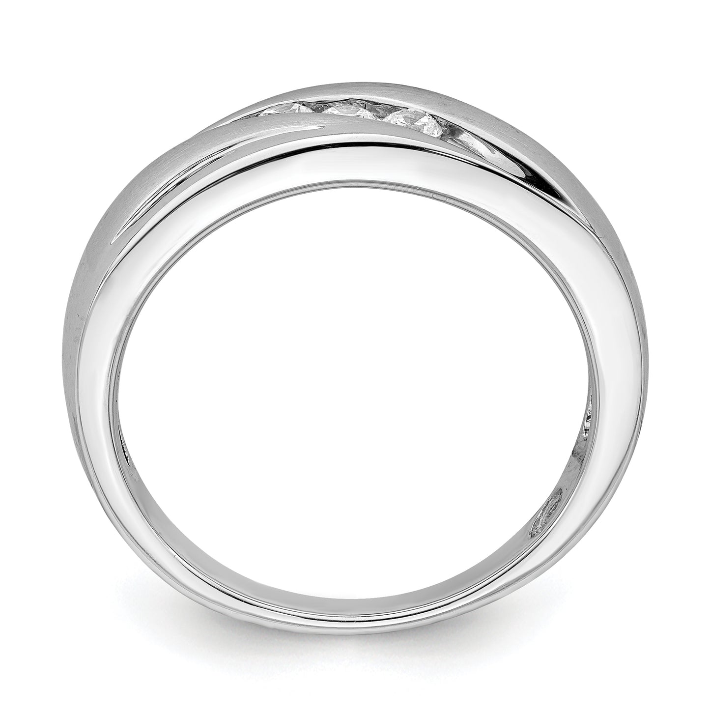 14k White Gold 3-Stone 1/5 carat Diamond Complete Men's  Band
