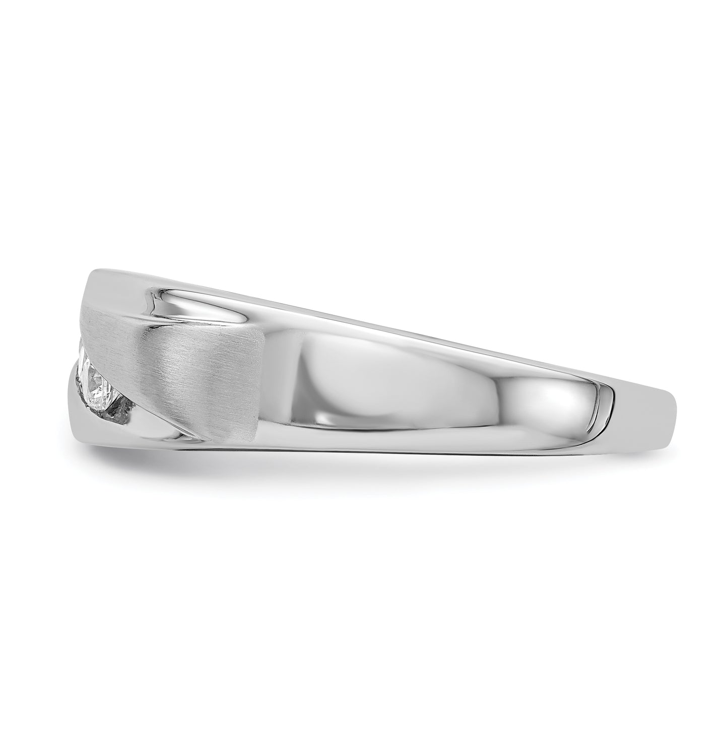 14k White Gold 3-Stone 1/5 carat Diamond Complete Men's  Band