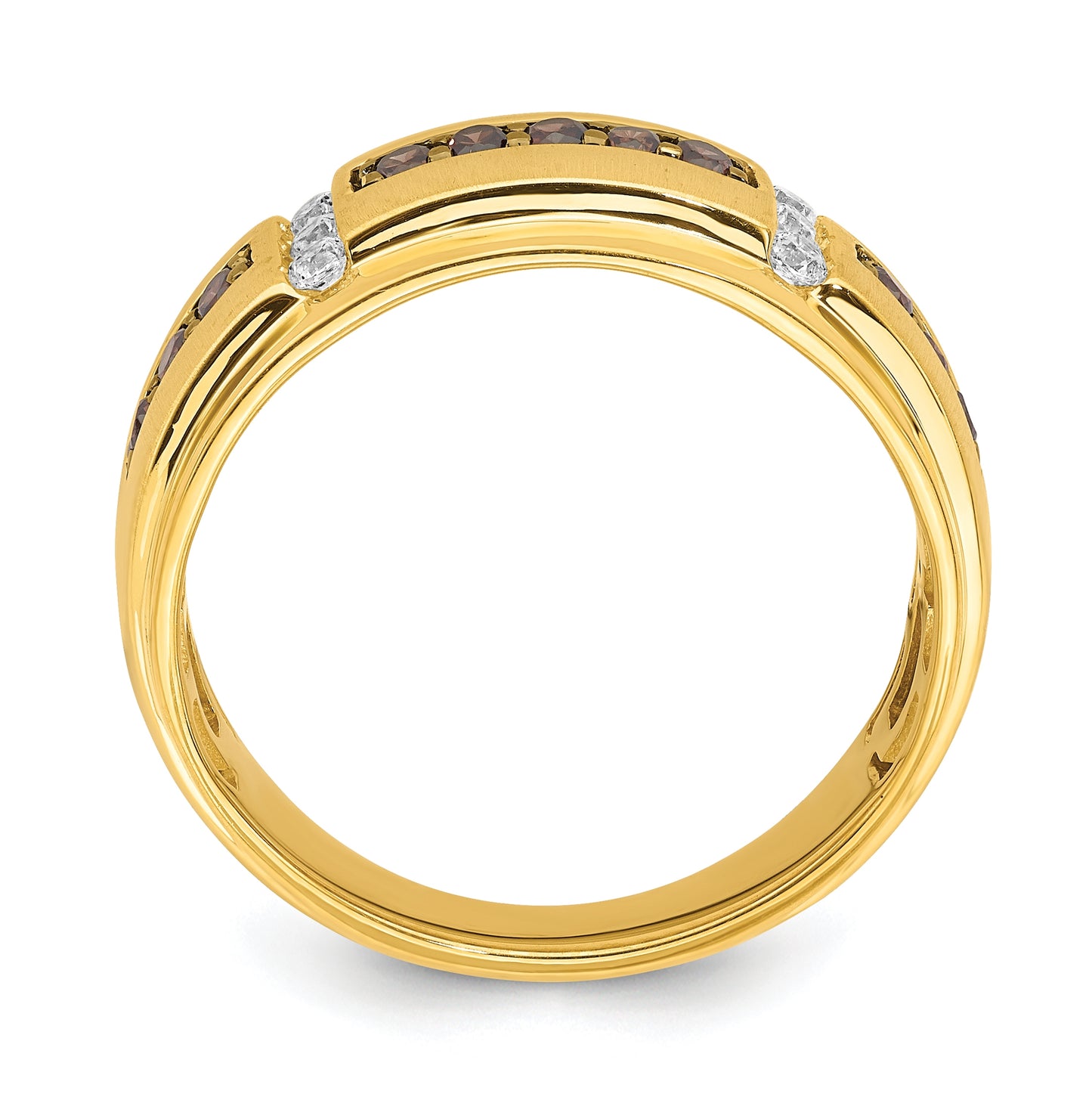 14K Yellow Gold 1/2 carat Brown and White Diamond Complete Men's Ring