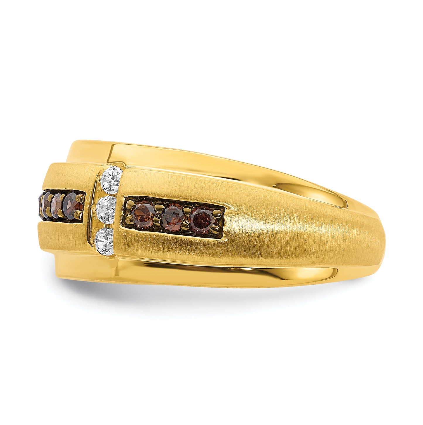 14K Yellow Gold 1/2 carat Brown and White Diamond Complete Men's Ring