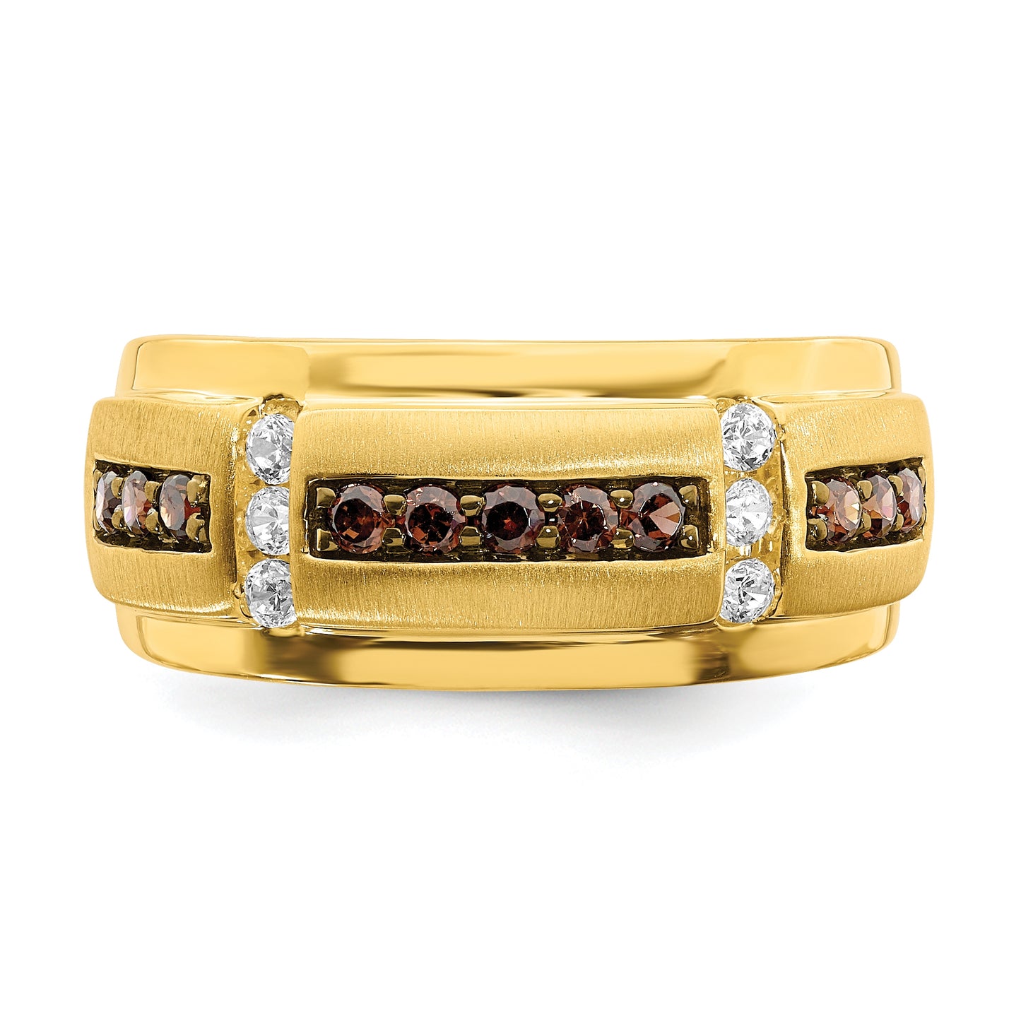 14K Yellow Gold 1/2 carat Brown and White Diamond Complete Men's Ring