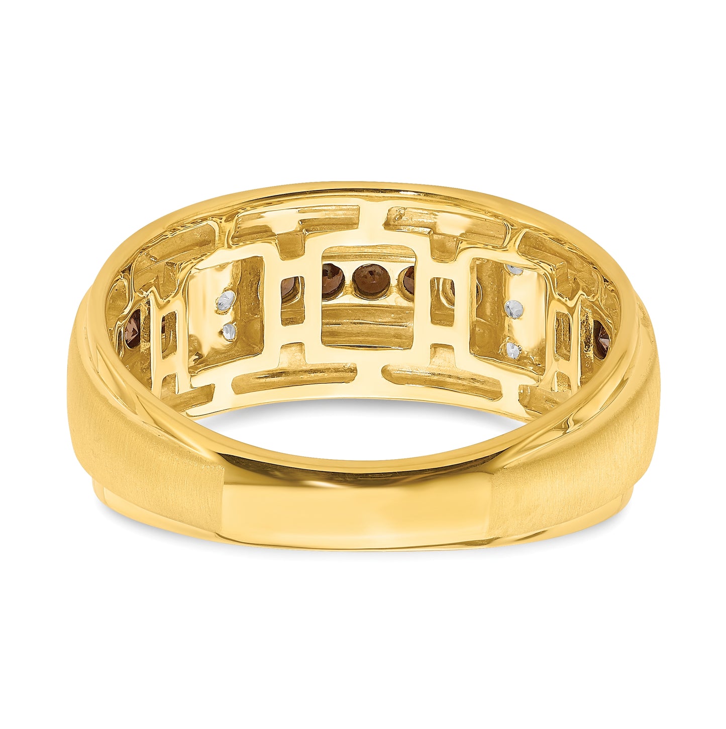 14K Yellow Gold 1/2 carat Brown and White Diamond Complete Men's Ring
