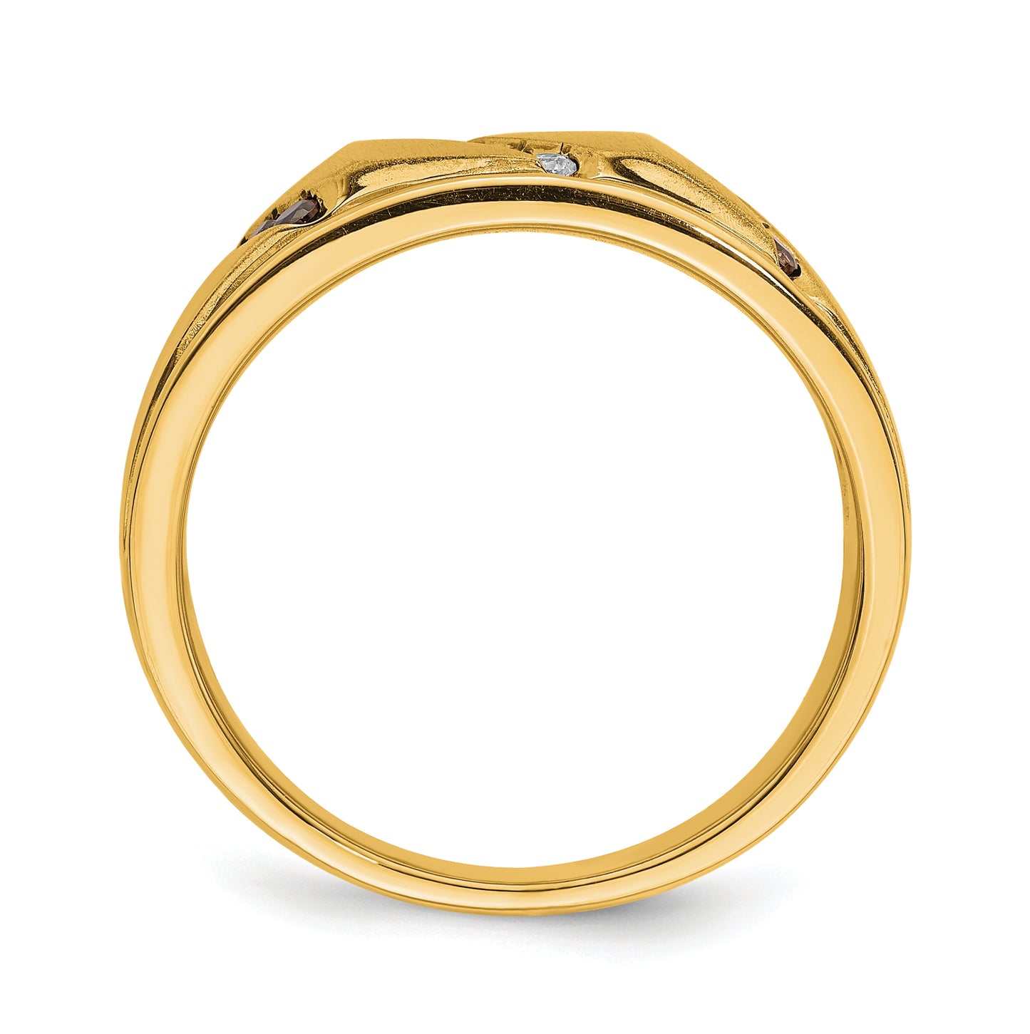 14k Yellow Gold 1/5 carat Brown and White Diamond Complete Men's Band