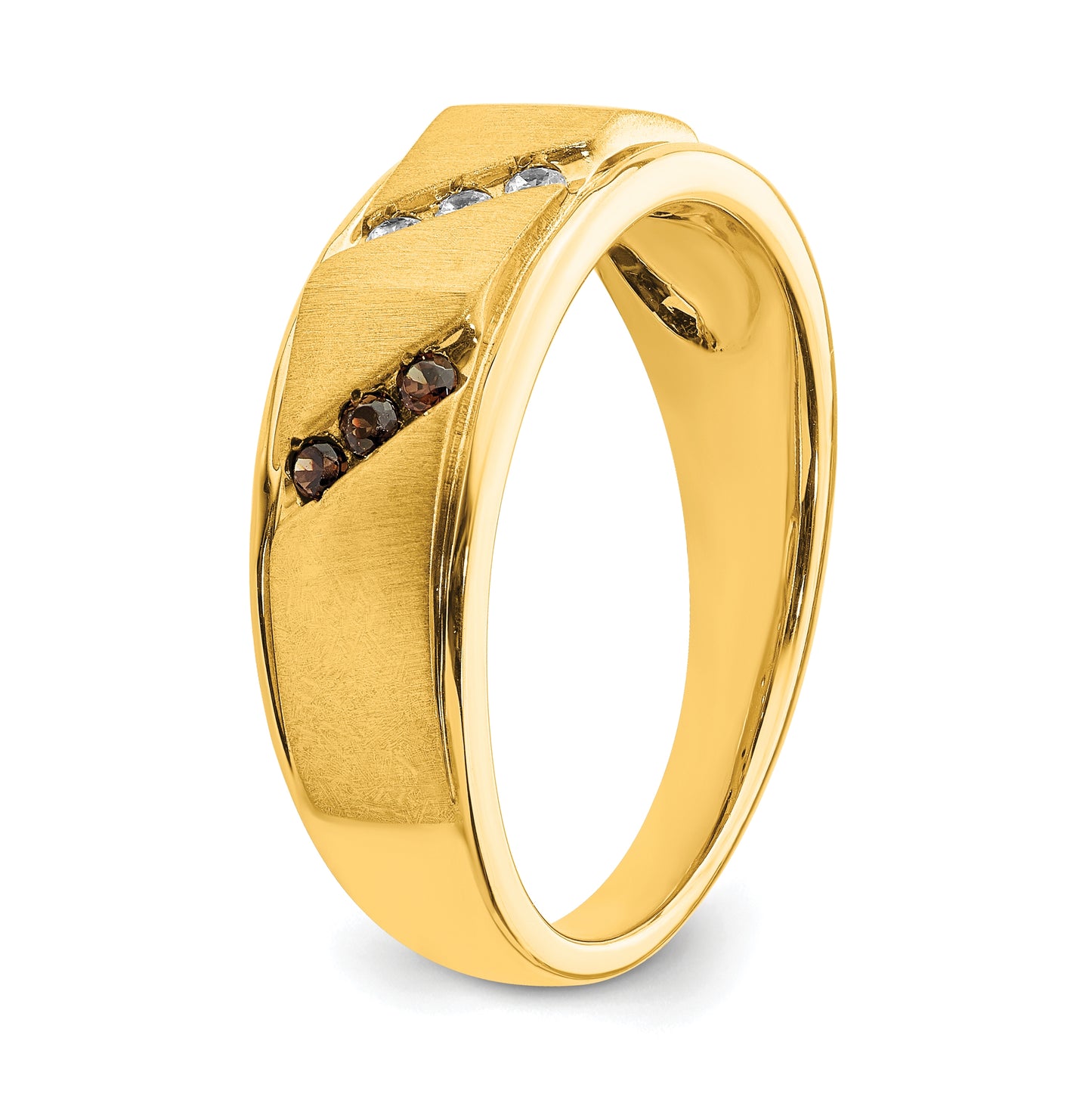 14k Yellow Gold 1/5 carat Brown and White Diamond Complete Men's Band