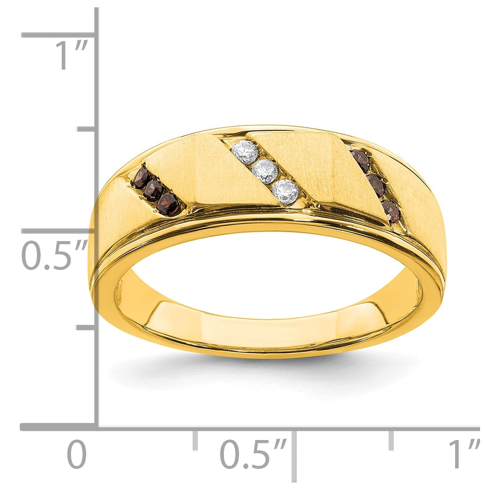 14k Yellow Gold 1/5 carat Brown and White Diamond Complete Men's Band