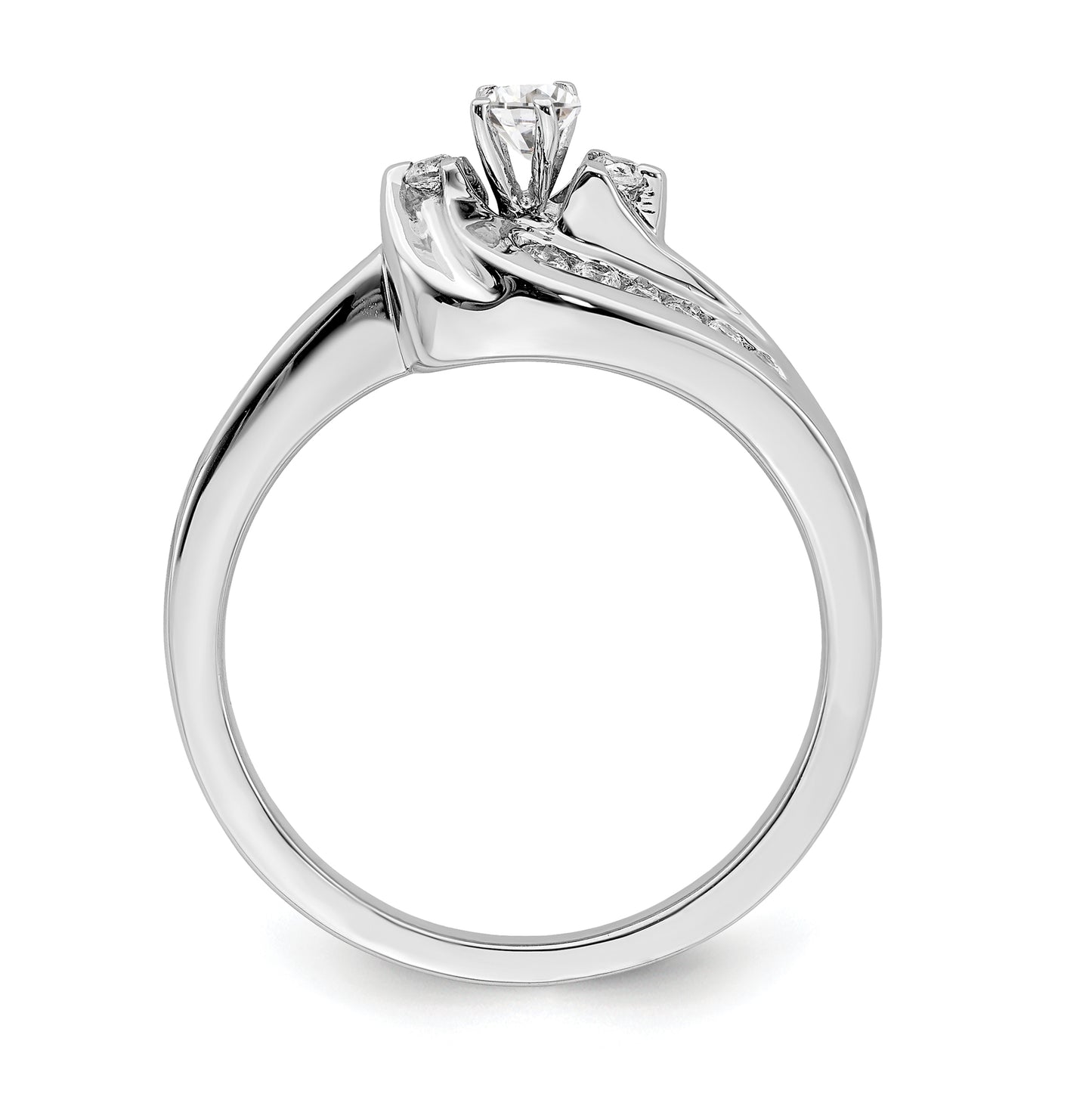 14k White Gold By-Pass Peg Set 1/3 carat Diamond Semi-mount Engagement Ring
