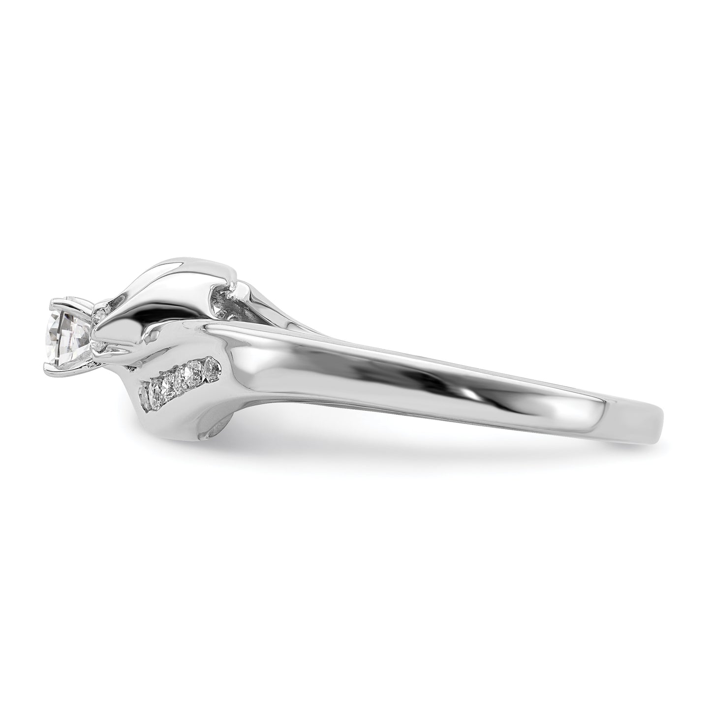 14k White Gold By-Pass Peg Set 1/3 carat Diamond Semi-mount Engagement Ring