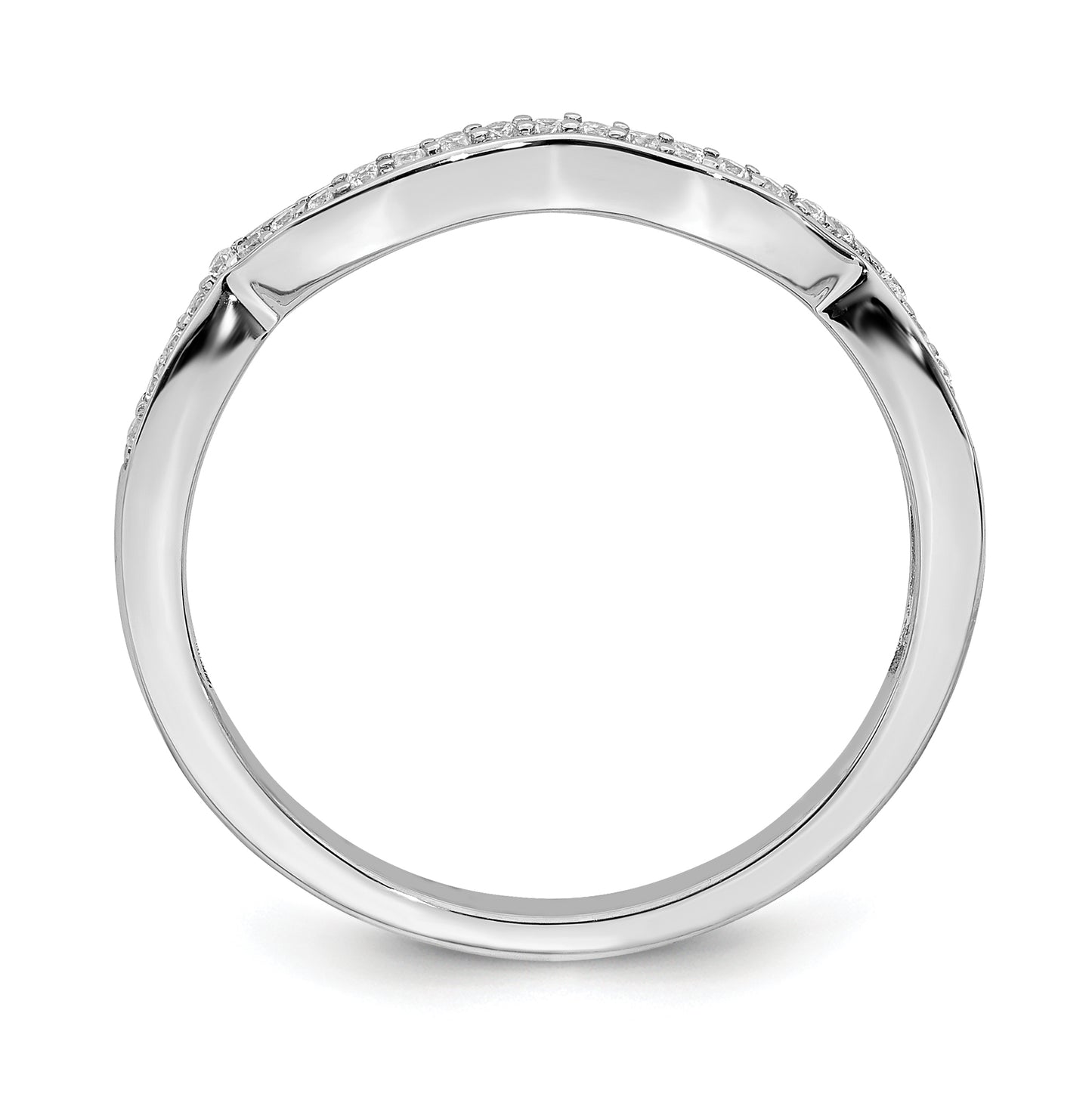 14k White Gold 1/10 ct Diamond Contoured Complete Wedding Band