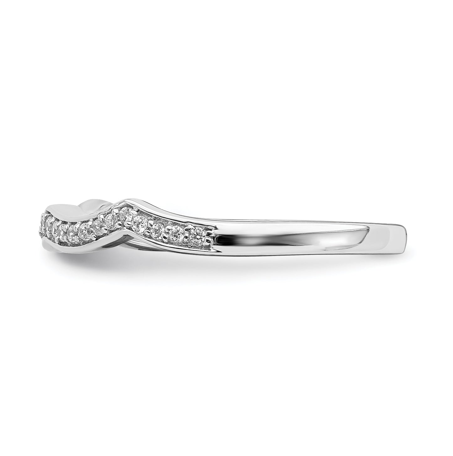 14k White Gold 1/10 ct Diamond Contoured Complete Wedding Band